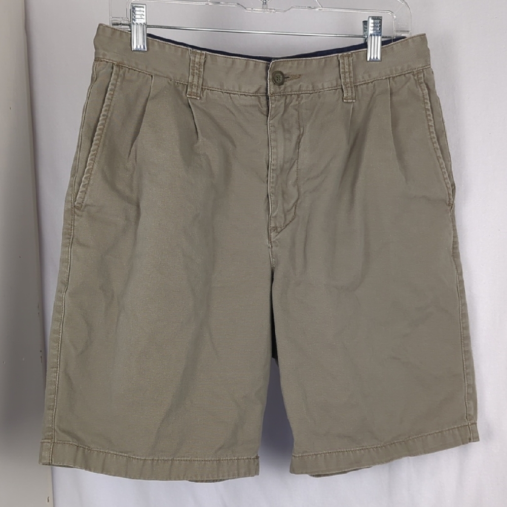COVINGTON Men's 30 Casual Pleated Tan Khaki Shorts